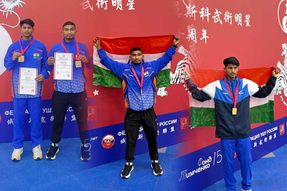 ओडिशा के जिन्दल स्पोर्ट्स हॉस्टल के खिलाड़ियों ने मास्को वुशू स्टार इंटरनेशनल चैंपियनशिप 2025 में जीते स्वर्ण पदक ओडिशा के जिन्दल स्पोर्ट्स हॉस्टल के खिलाड़ियों ने मास्को वुशू स्टार इंटरनेशनल चैंपियनशिप 2025 में जीते स्वर्ण पदक