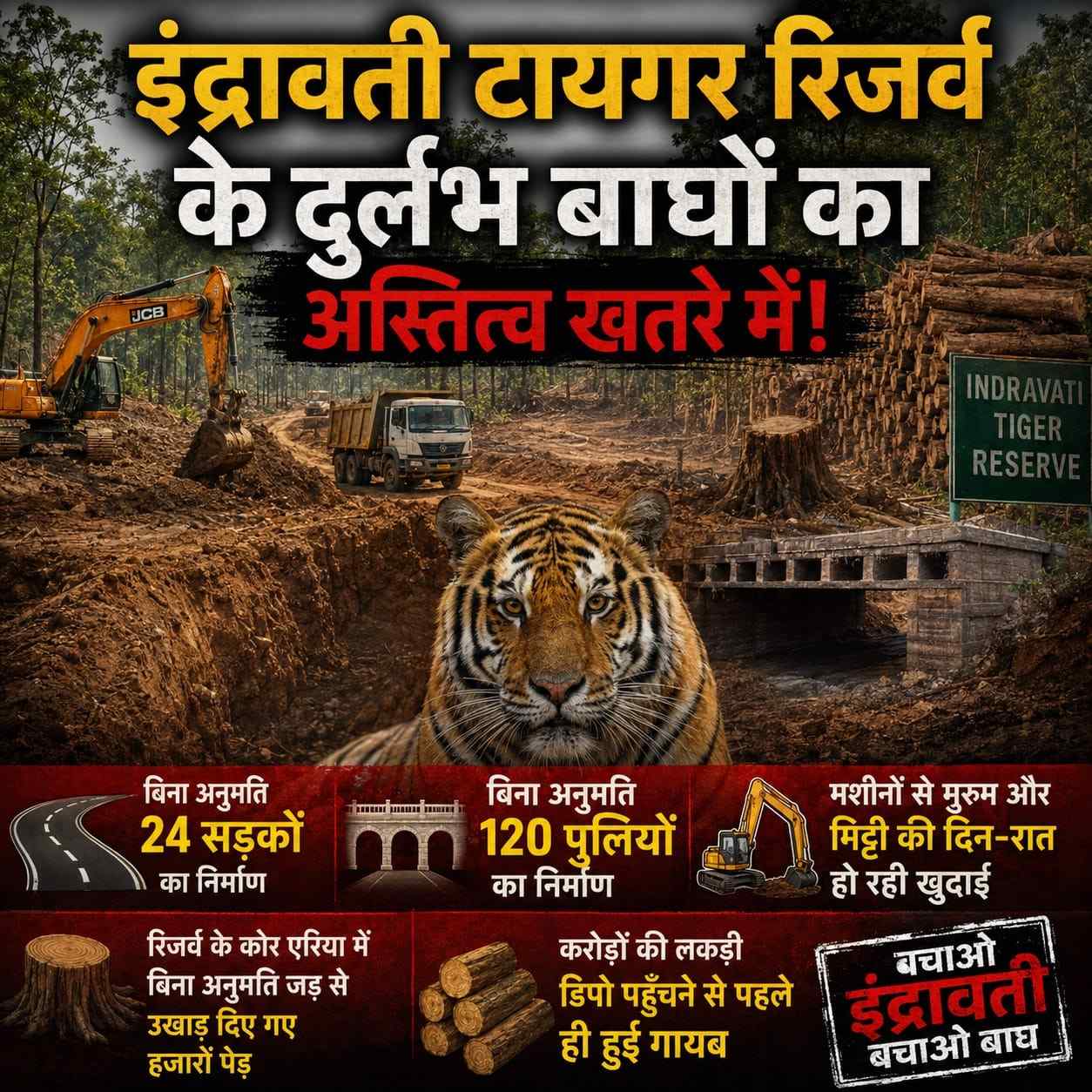 इंद्रावती टायगर रिज़र्व में वन अफसरों का जंगल राज
